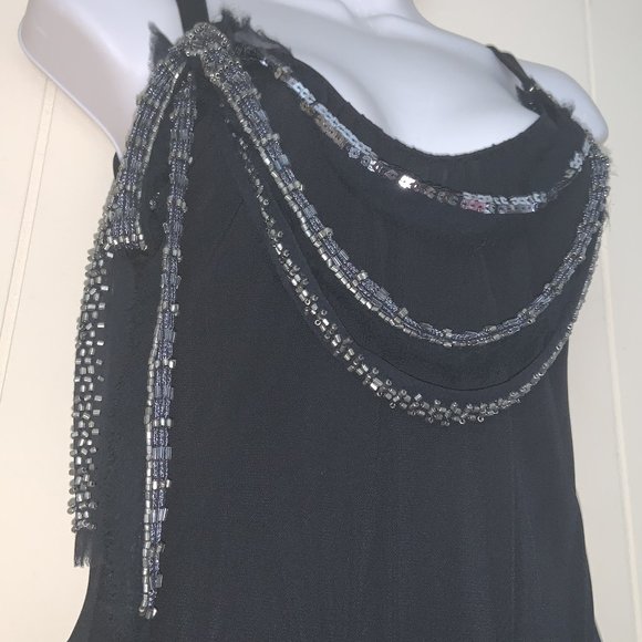 REBECCA TAYLOR Black Sequins & Beads Embellished Cocktail Dress Size 0 - Picture 7 of 9